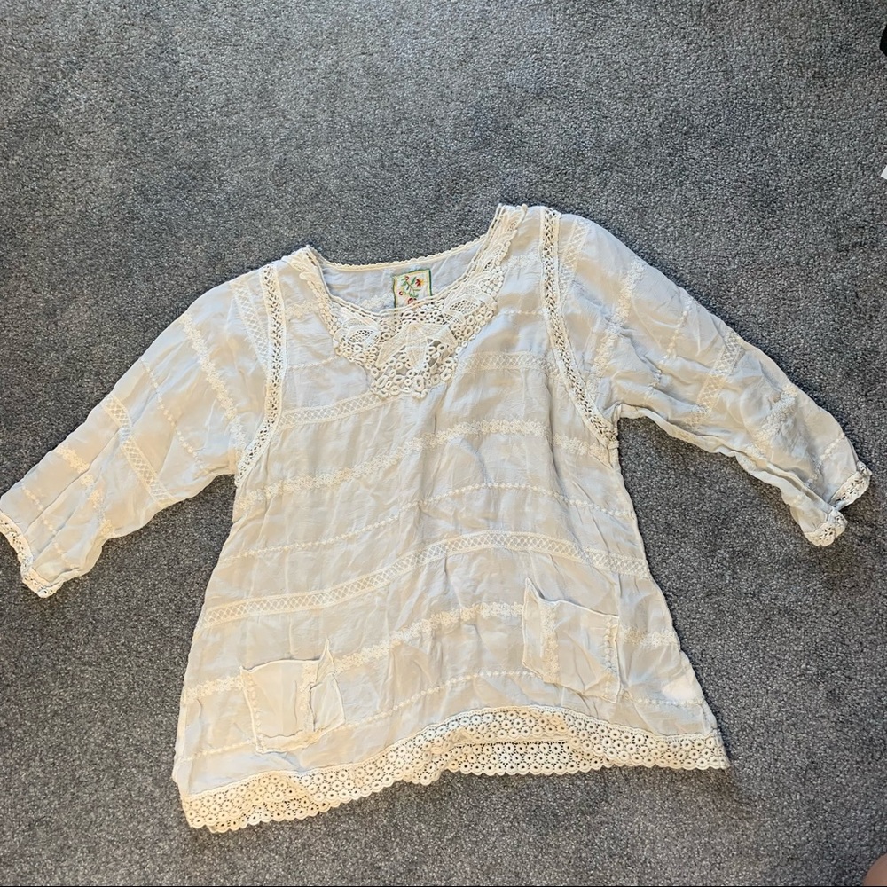 Johnny Was Cupra front pocket shirt
